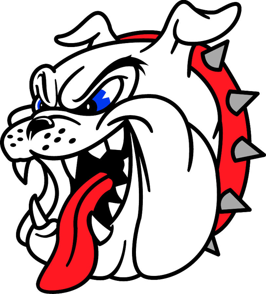 Bulldog head team mascot full color vinyl sports decal. Customize on line. Bull Dog Head 2